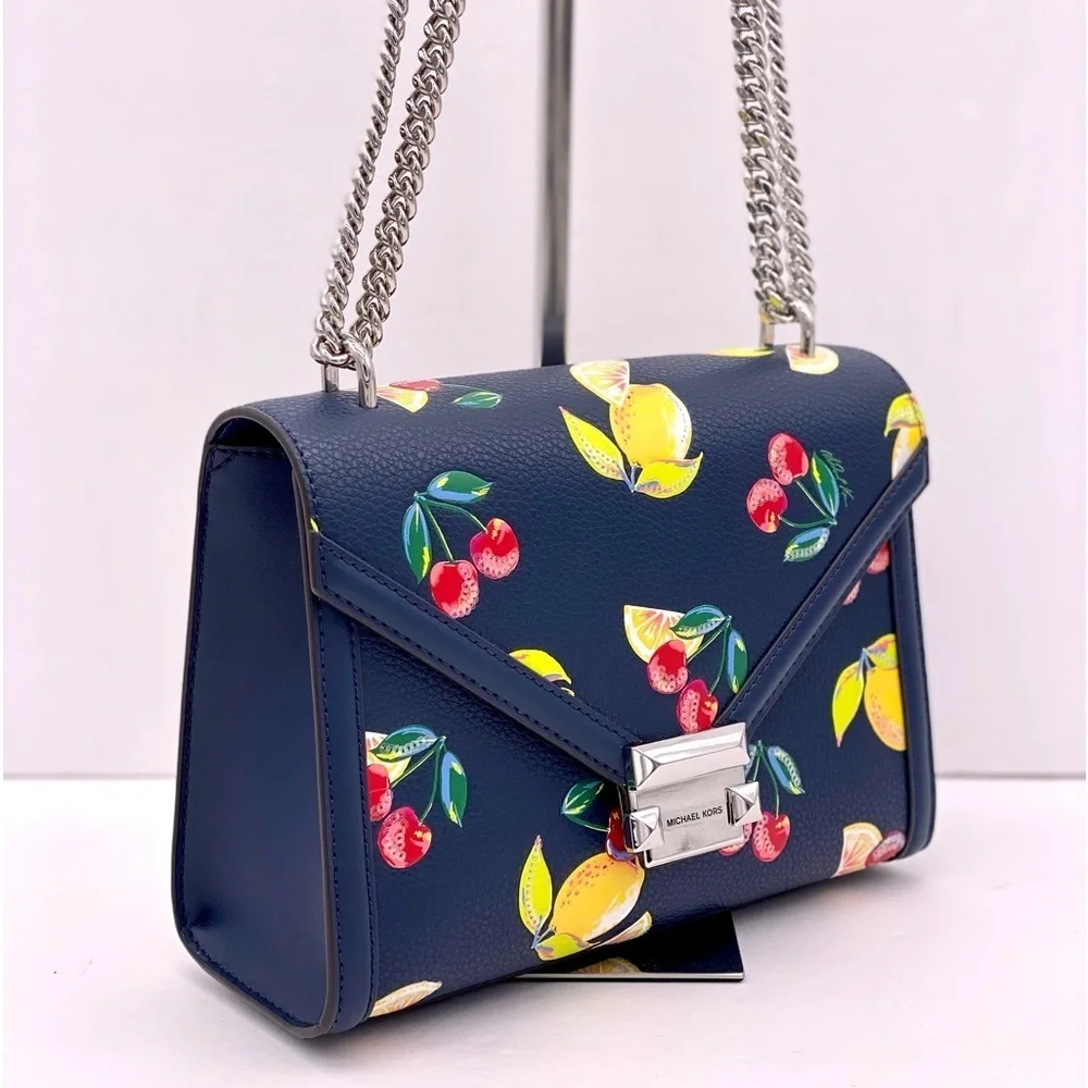 Michael Kors Whitney Medium Sequined Fruit Print Shoulder Bag Crossbody